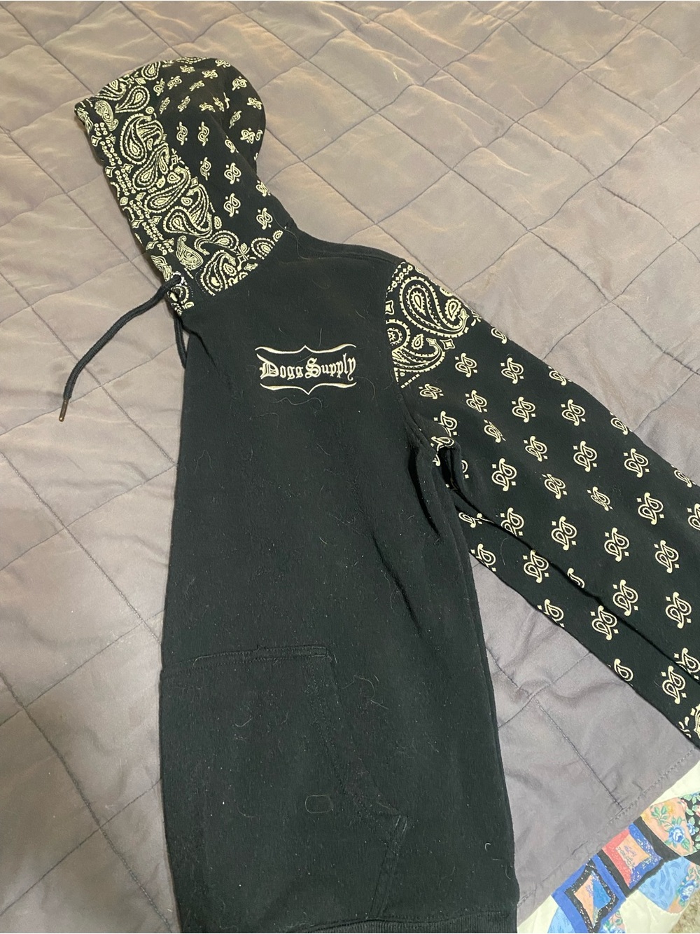Snoop Dogg Black Bandana-Print Hoodie Sweater
